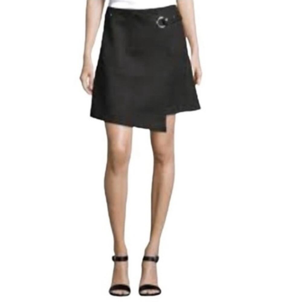 NEW WITH TAGS PATRIZIA LUCA GREY FAUX SUEDE WRAP MOTO SKIRT
